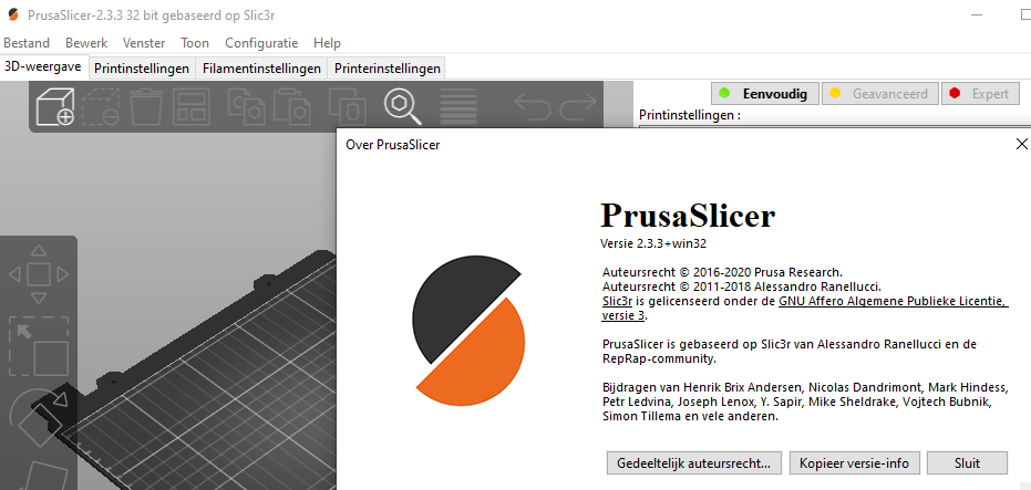 PrusaSlicer voor Prusa printer